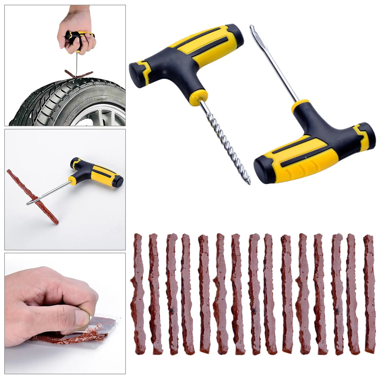 Tubeless Tire Repair Kit Repair Punctures and Plug Flats with 15 Strips, Universal ,for Trucks, Car SUV ,Roadside Automotive