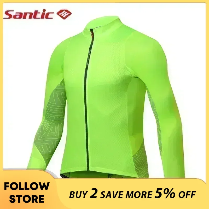 Santic Koszulka kolarska Męska wiosna lato Topy z długim rękawem Koszulki na rower górski Kurtki rowerowe Kieszenie Odzież sportowa na świeżym powietrzu