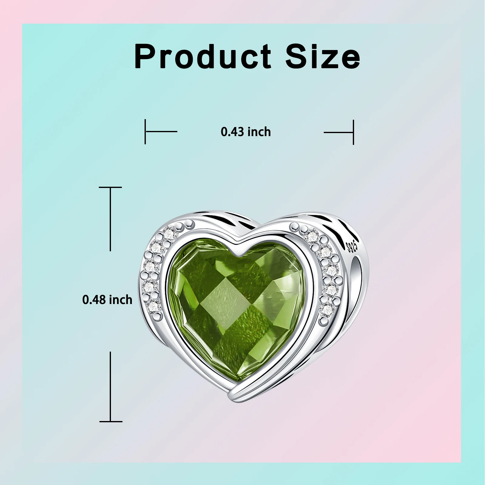 925 فضة أغسطس الحب الزركون شهر حجر الخرز صالح الأساور الأصلية DIY غرامة صنع المجوهرات هدية