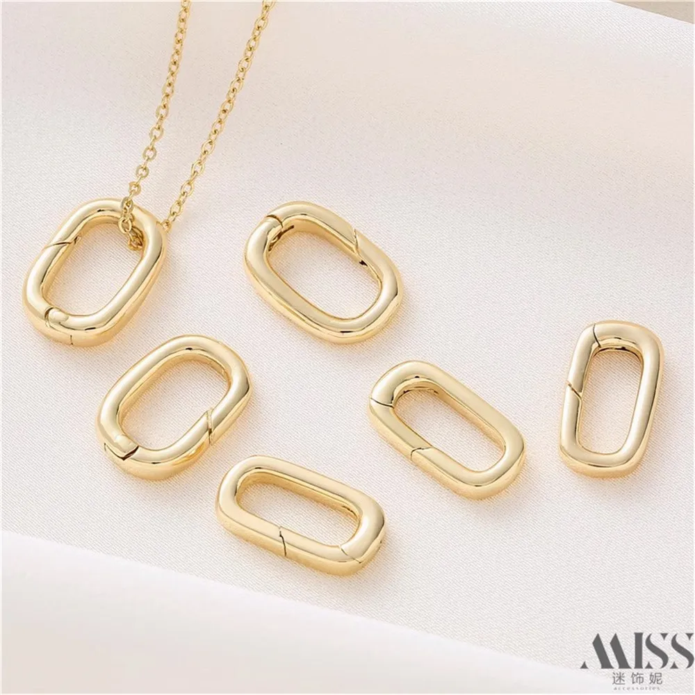 

14K Gold-plated Color Oval Button Head Rectangular Spring Buckle Connecting Buckle DIY Ending Buckle Handmade Chain Accessories