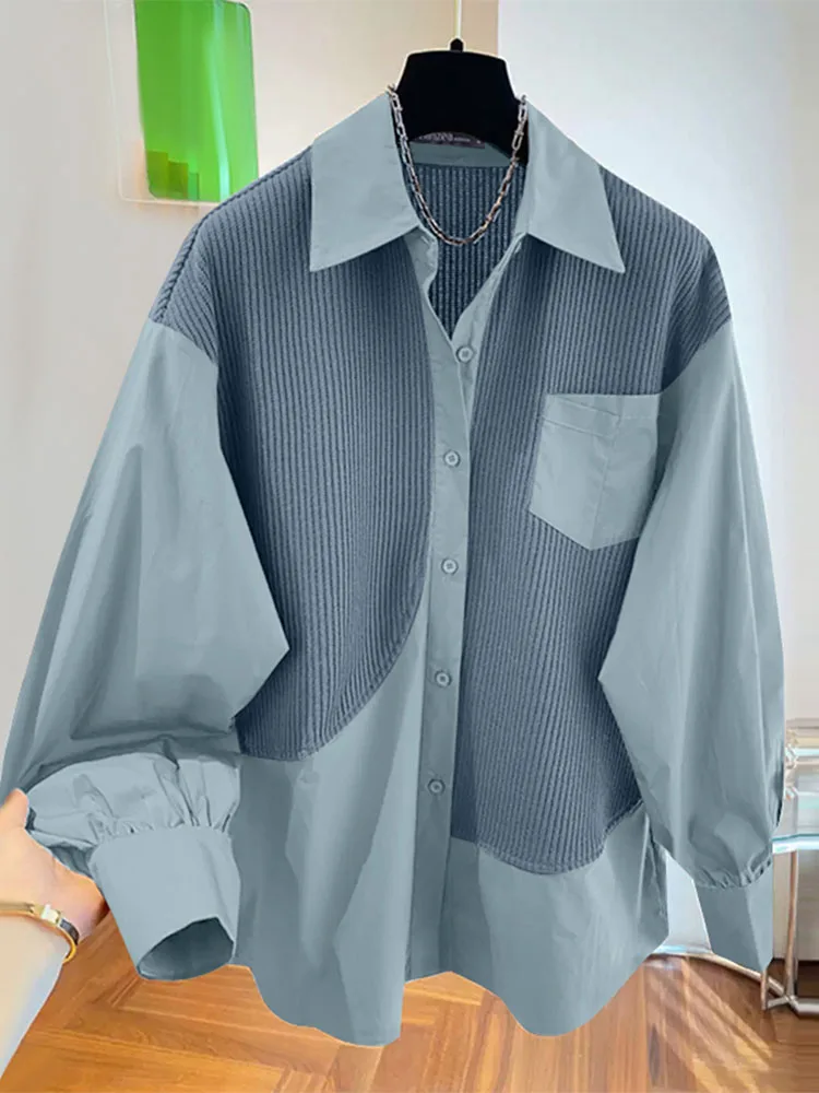 Stylish Women Shirt ZANZEA Spring Patchwork Work Blouse 2025 Elegant Long Sleeve Buttons Tops Solid Blusas Casual Loose Chemise