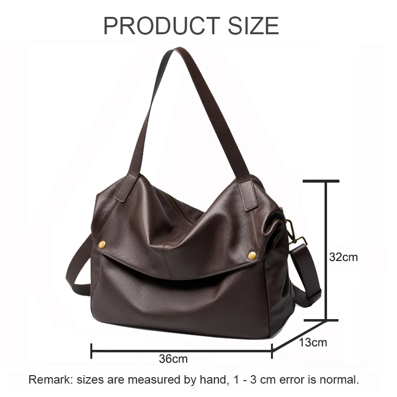 2025 New Large Capacity Women's Shoulder Bag Genuine Leather Tote Casual Handbag for University Students And Commuters Crossbody