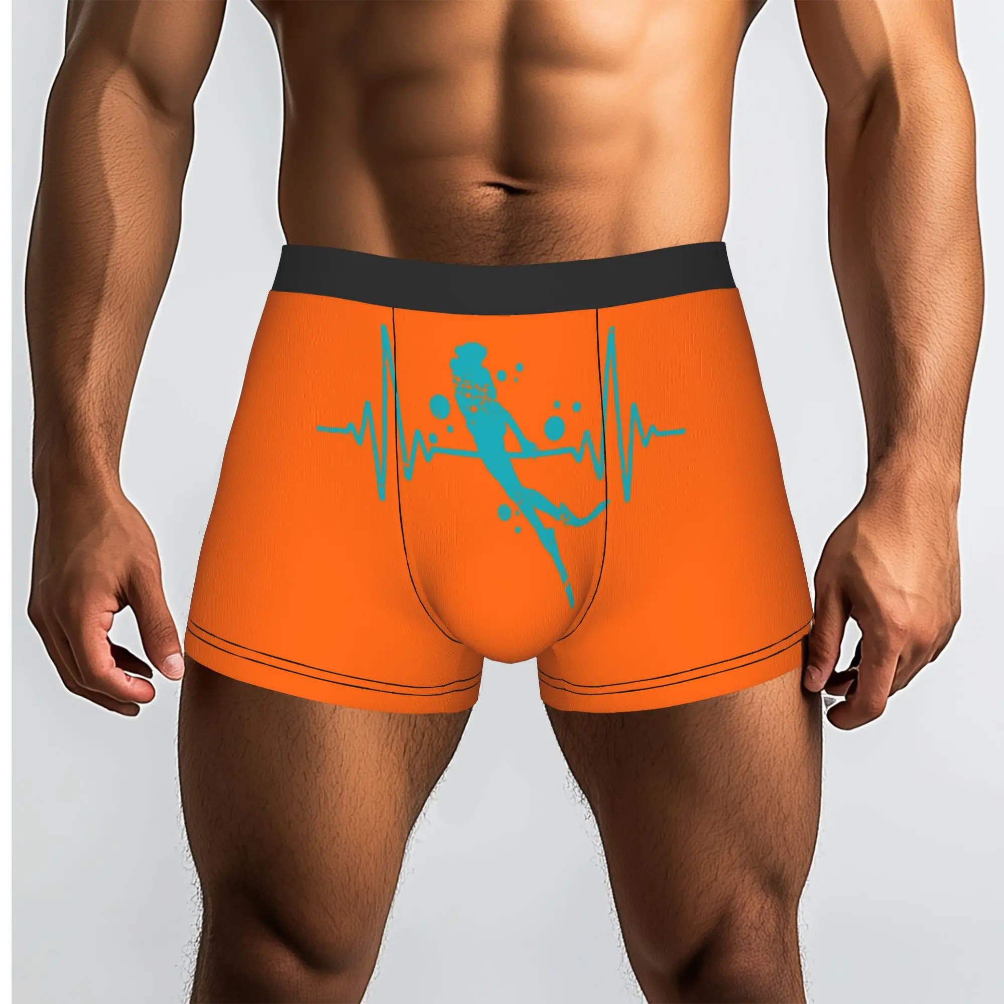Custom Retro Heartbeat Scuba Diver Underwear Men Breathable Diving  Boxer Briefs Shorts Panties Soft Underpants For Male