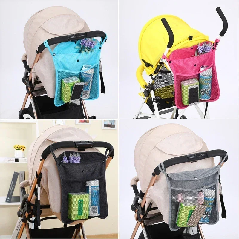 Multi-Function Mesh Design Storage/Bag Baby Cart Hanging Bag Large-Capacity Double Pocket Storage Bags Baby Supplies Storage-Bag