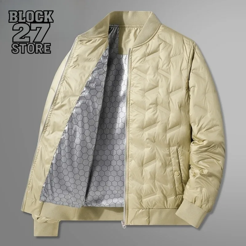 

Мужской пуховик, зимняя деловая повседневная ветровка с воротником-стойкой, легкий пуховик на белом утином пуху, теплая мода в стиле Харадзюку