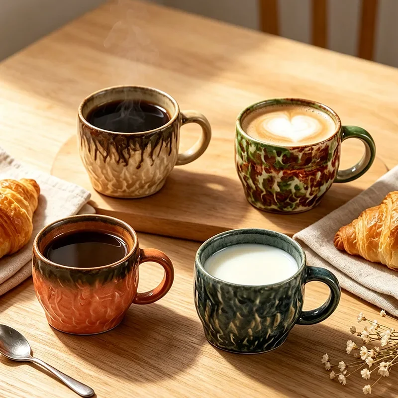 Ceramic Kiln Transformed Coffee Cup High Aesthetic Retro Mug Restaurant Homestay Afternoon Tea Cup Office Couple Water Cup