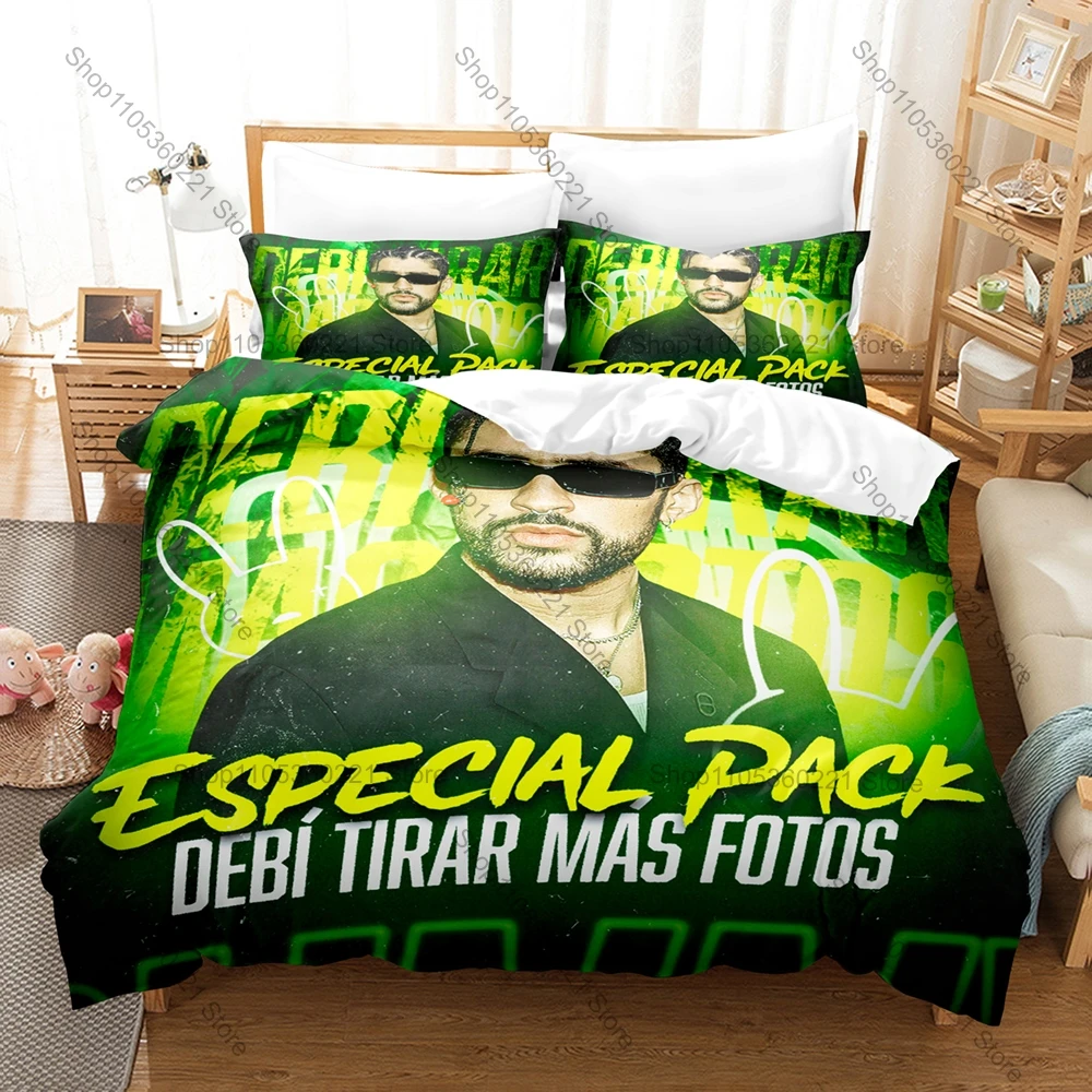 Bad Bunny DeBí TiRAR MáS FOToS Latest Reggaeton Album Latin Trap Singer Art HD Print Bedding Set Duvet Cover + 2 Pillowcases