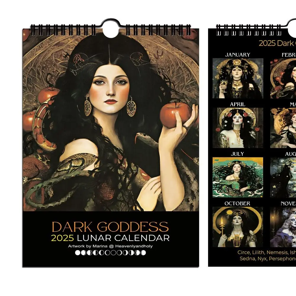 Durable Daily Weekly Monthly Planner 2025 Calendar Dark Goddess Paper Wall Calendar Hangable Desktop Calendar Office