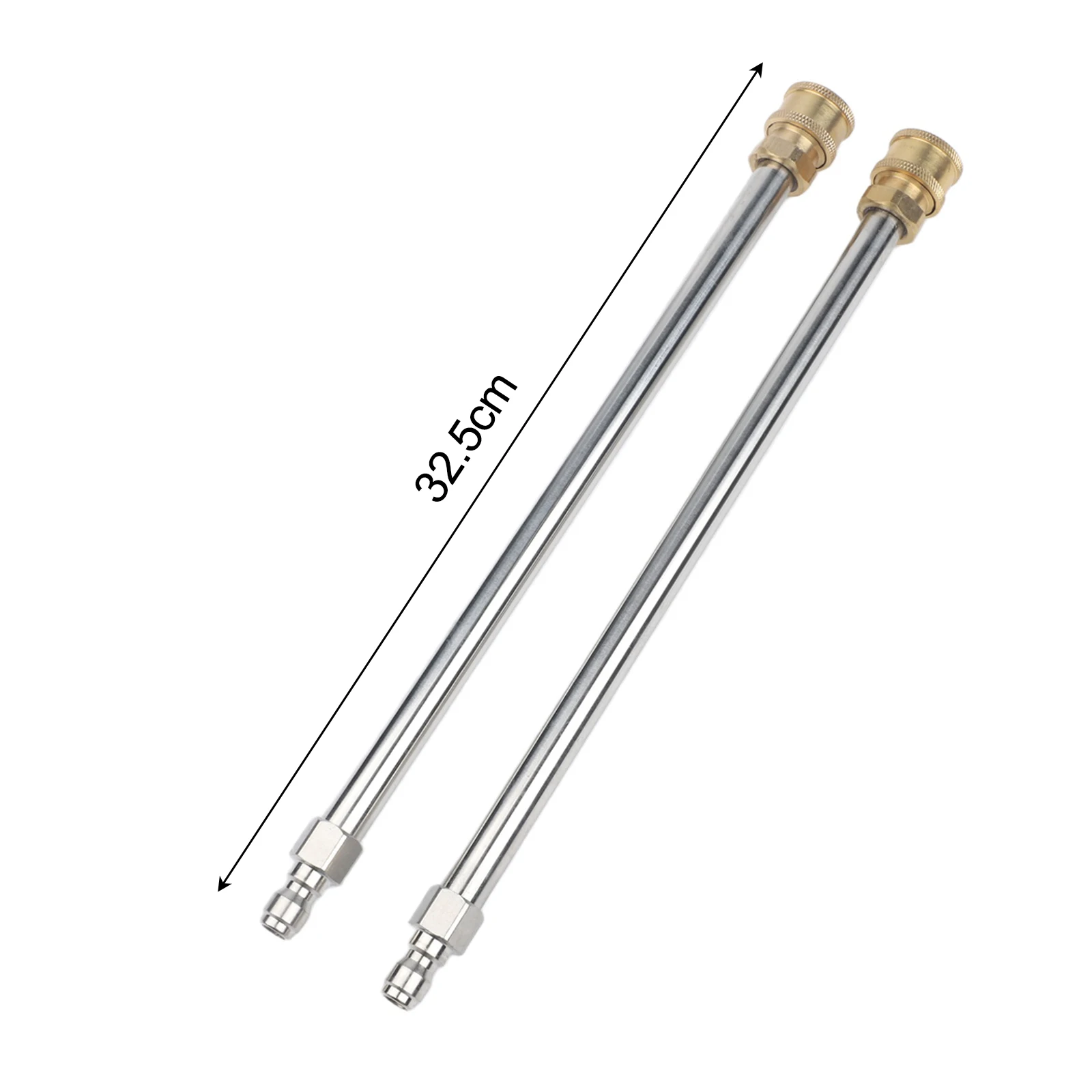 2PCS Silver Finish Extension Rods for Power Washer with 1/4 Quick Connect for Cleaning Roofs Mudguards and Sidings