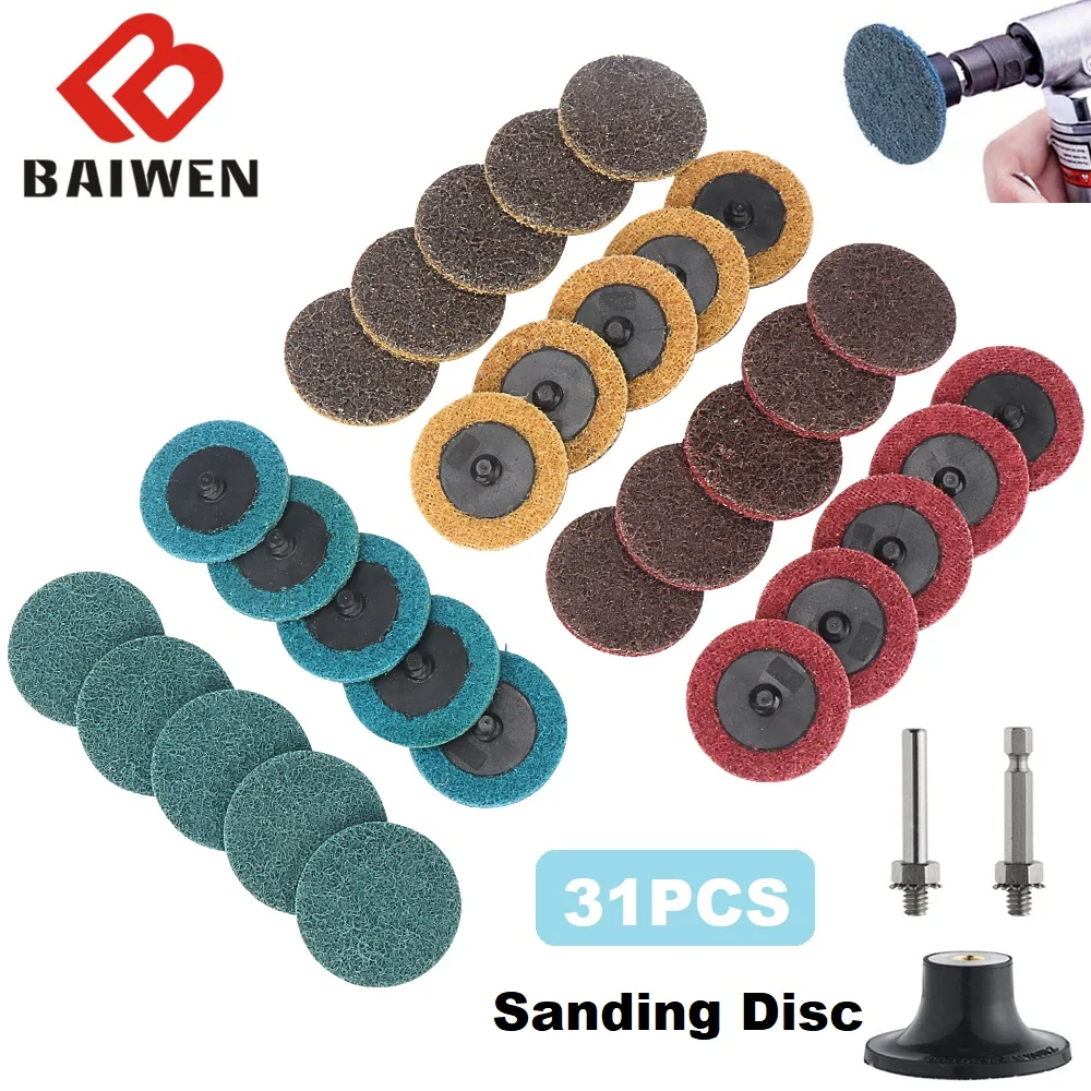 

30pcs 2 Inch 50mm Sanding Discs Roll Lock Abrasive Pad R-Type Quick Change Discs Surface Conditioning With 1/4" Holder