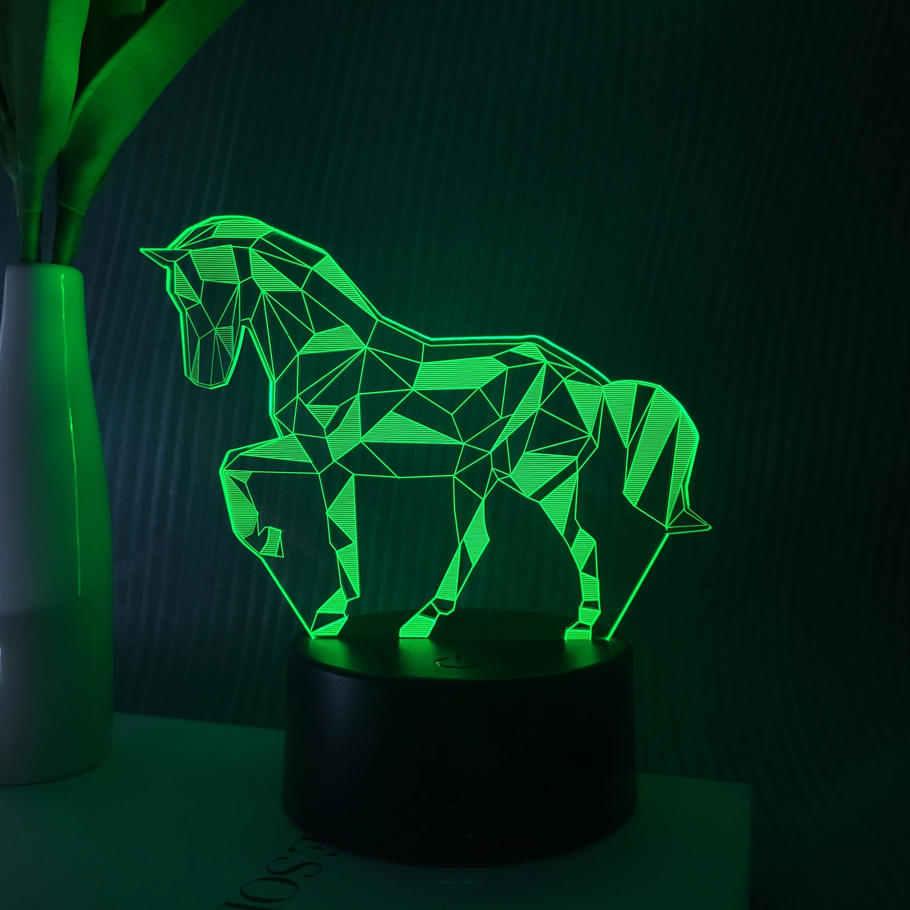 3D horse night light, room and living room table decorative lights, holiday gifts, colorful dimmable.