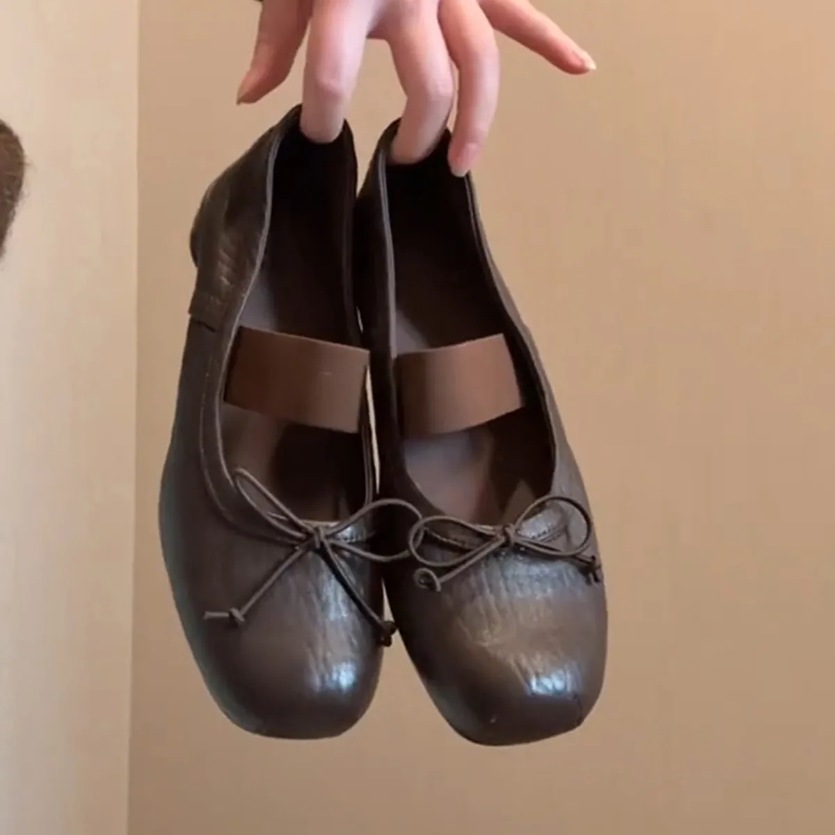 korean-sle-mary-jane-oes-with-bow-knot-low-chunky-heel-ballet-flat-semi-up-open-toe-women's-faion-single-oes