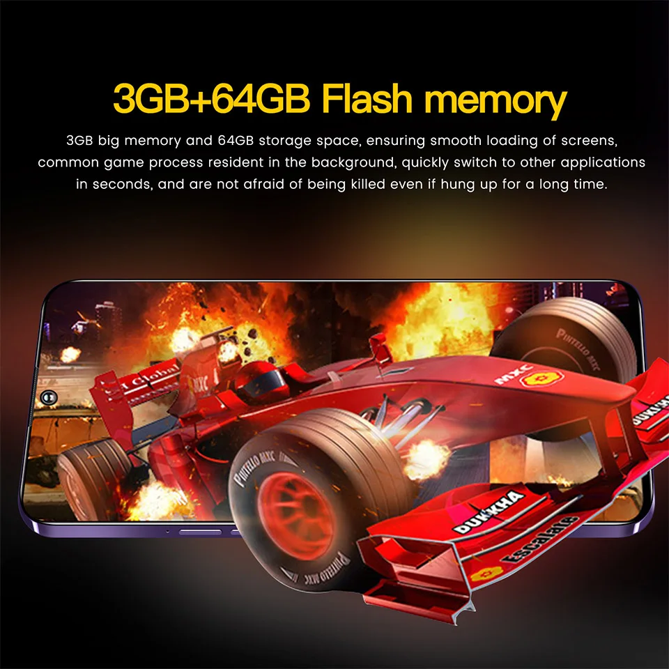 Global Version UNIWA K652 Ultra-Thin Smartphone 6.53 Inch Quad Core 3GB+64GB Mobile Phone Android 9.1 3250mAh 13MP 4G Cell Phone