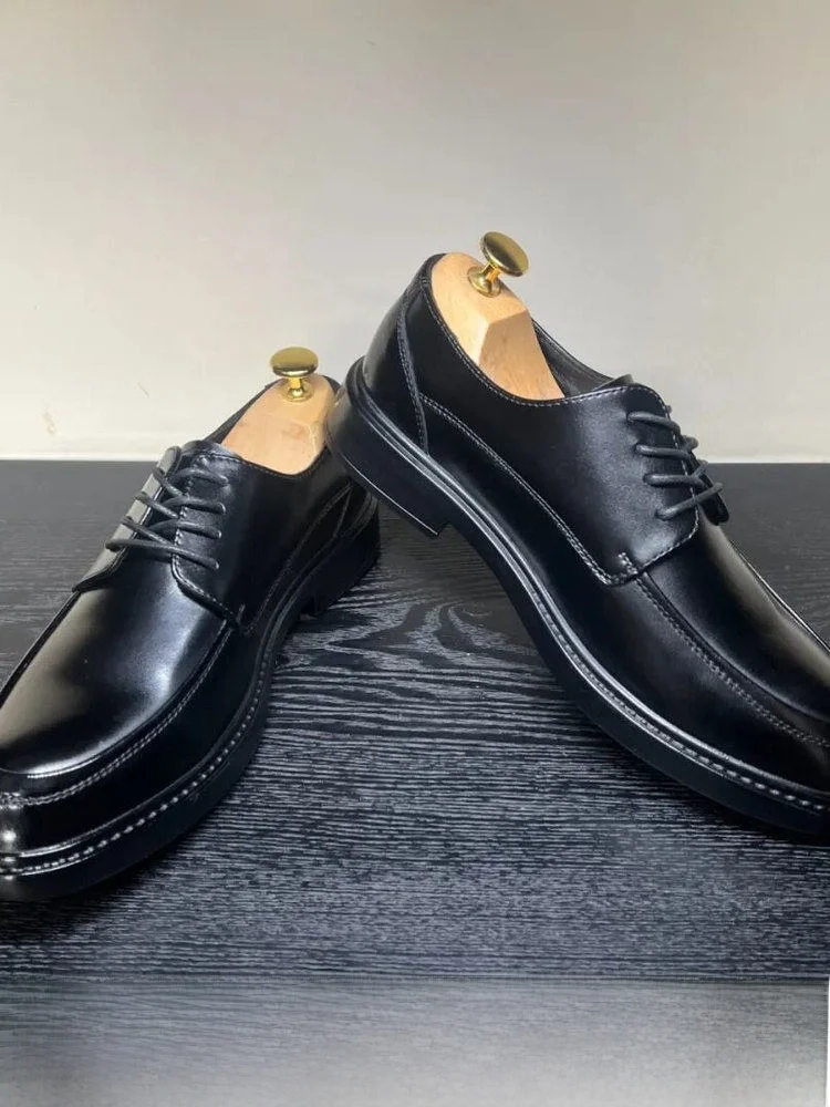 

High-End Men's Business Shoes Leather Rubber Bottom Two-Layer Cowhide Low-Top Genuine Leather Oxford Shoes for Autumn