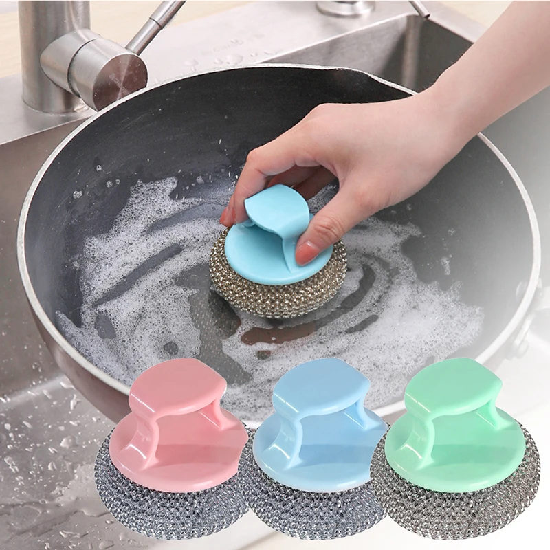 Washing Sponge Cleaning Brush Dish Strong Stainless Steel  Bowl  Kitchen Pot Pan Window Cleaner Tools Kitchen Clean Brush