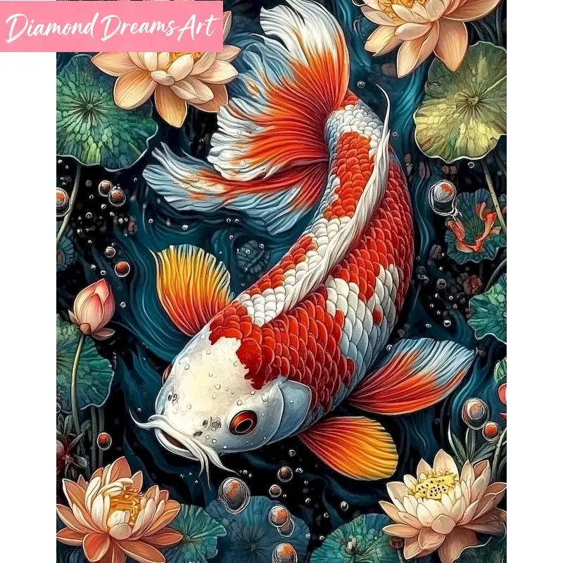 Rahmenloses, vollflächiges Diamant-Malerei-Set mit Koi-Motiv, DIY-Hobby, Diamant-Mosaik, Kreuzstich-Set, Stickerei, Heimdekoration, Geschenk