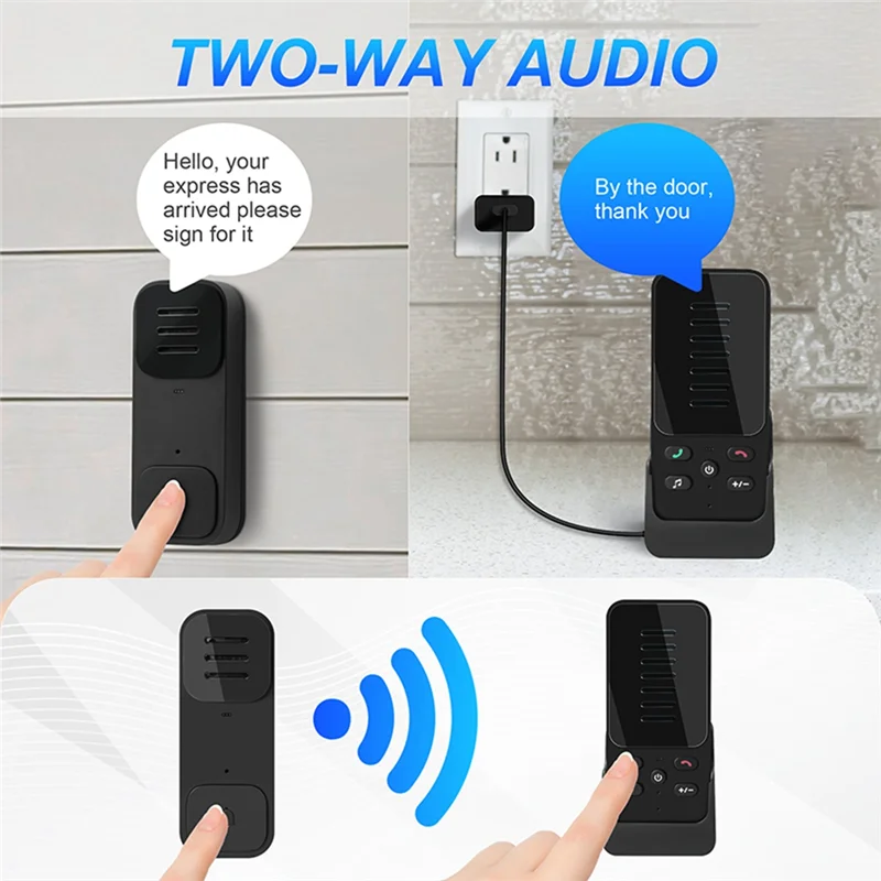 ABFN-Wireless Doorbell Two-Way Audio Doorbell Household Use Long Distance One Button Pager With6 Ringtones