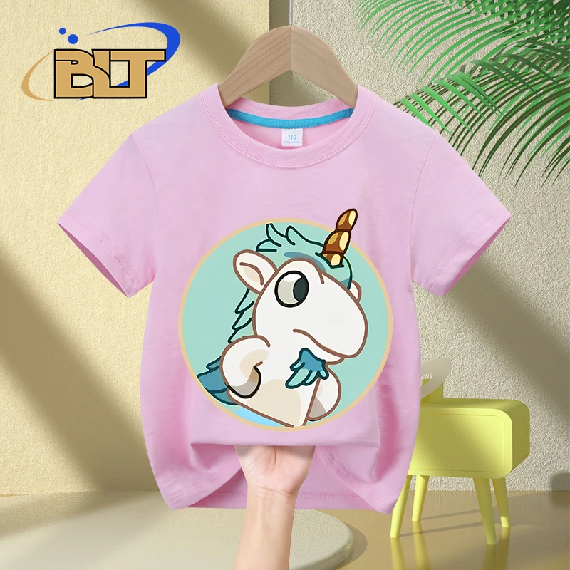 Camiseta con estampado de dibujos animados para niños, tops informales de manga corta de algodón para niños y niñas, Verano