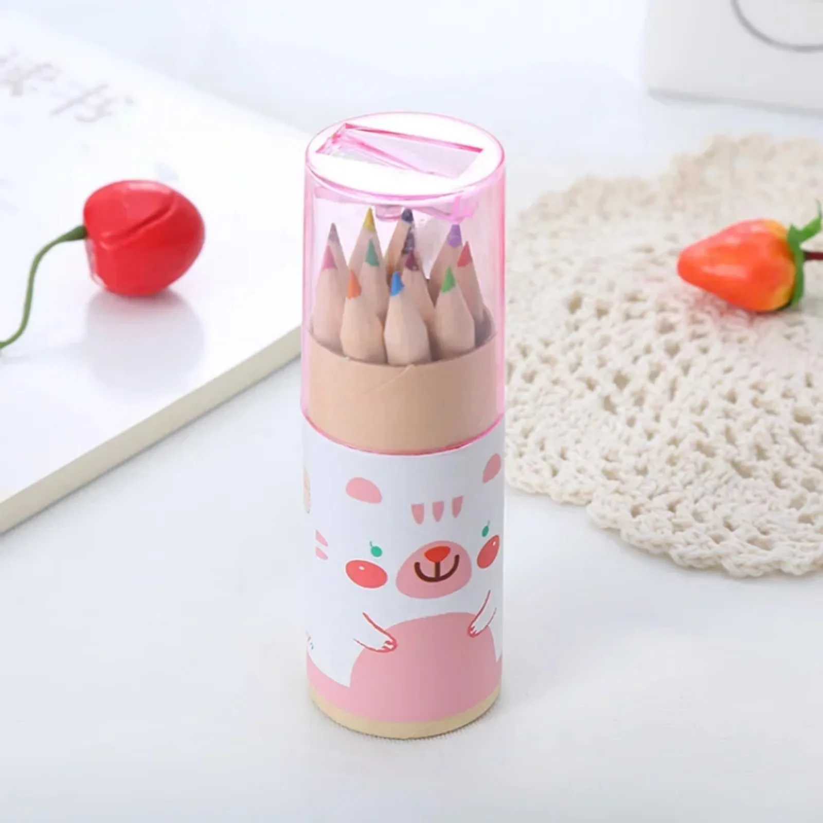 Manga 12 Color Pencils with Sharpener Coloring Crayons for Kids Drawing Art Stationery Supplies Children's Colored Pencil Set