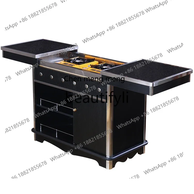 

Z189 Кулинарная тележка Ресторан Мобильная тележка для тушения из морского ушка на месте Коммерческий зал Тележка для гриля на гриле для стейка