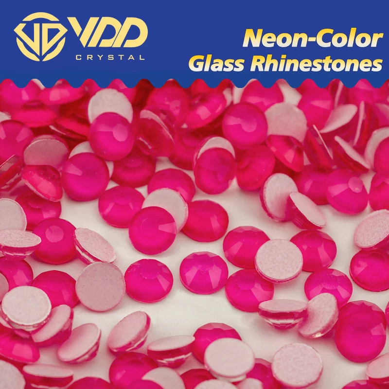 VDD SS6-SS30 Neon-color Glass Rhinestones Crystal Flatback Glitter Strass Stones For Nail Art Accessories DIY Crafts Decorations