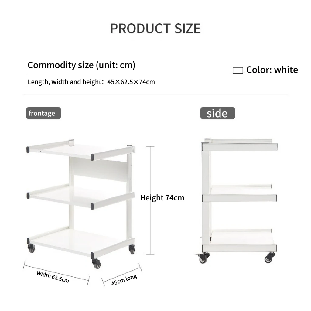 European Style 3-Layer Metal Frame Hair Salon Trolley Beauty Barber Cart Storage Holder Organizer Shelf SPA Rolling Cart