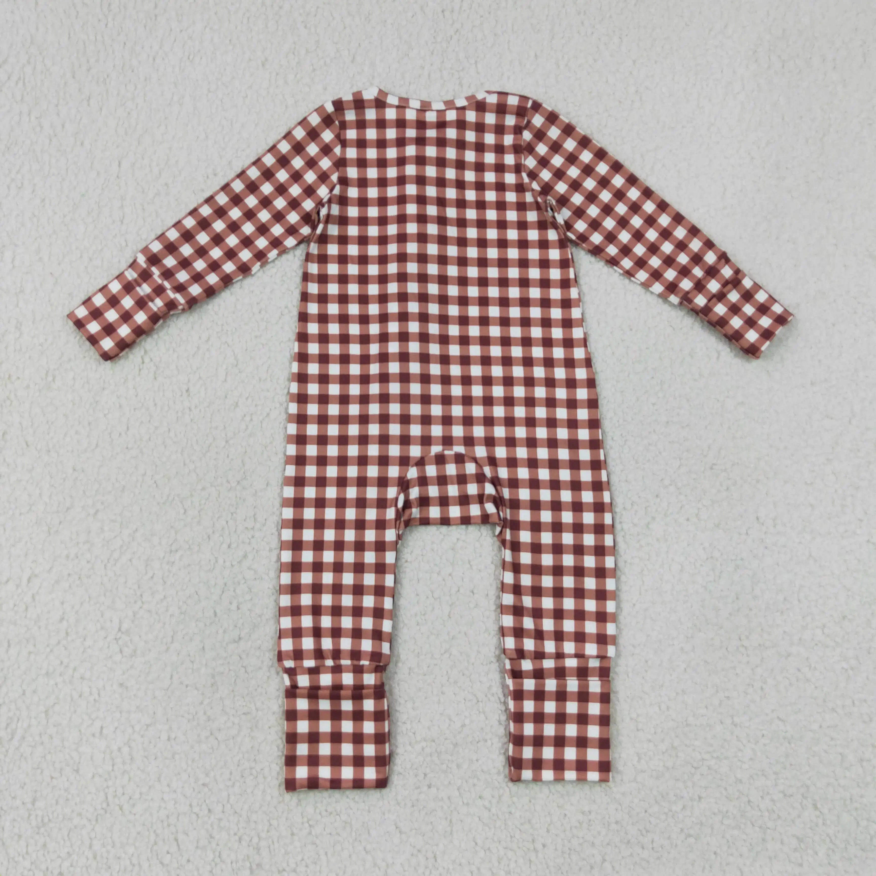 Wholesale Children Baby Boy Long Sleeves Infant Plaid Romper Kids Boys Zipper Clothes Toddler Newborn Bodysuit