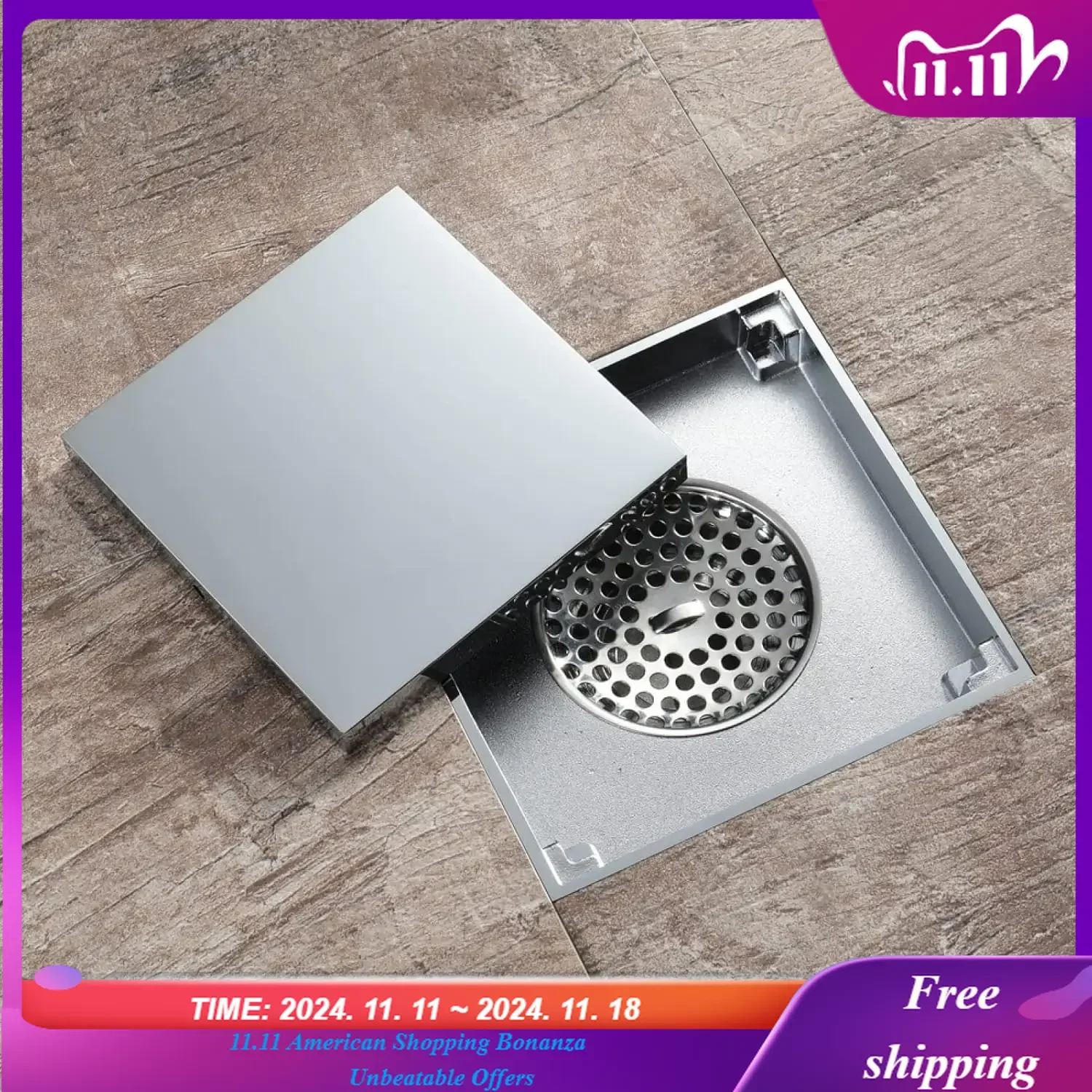 Shower Floor Preventer Sewer Swirl Covers Square Floor Hair Catcher Invisible Floor Drain for Bathroom Home Drain