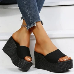 Women Platform Beach Slippers High Heels Wedges Sandals Summer Shoes 2024 New Women Shoes Thick Slides Sexy Pumps Size 35-43