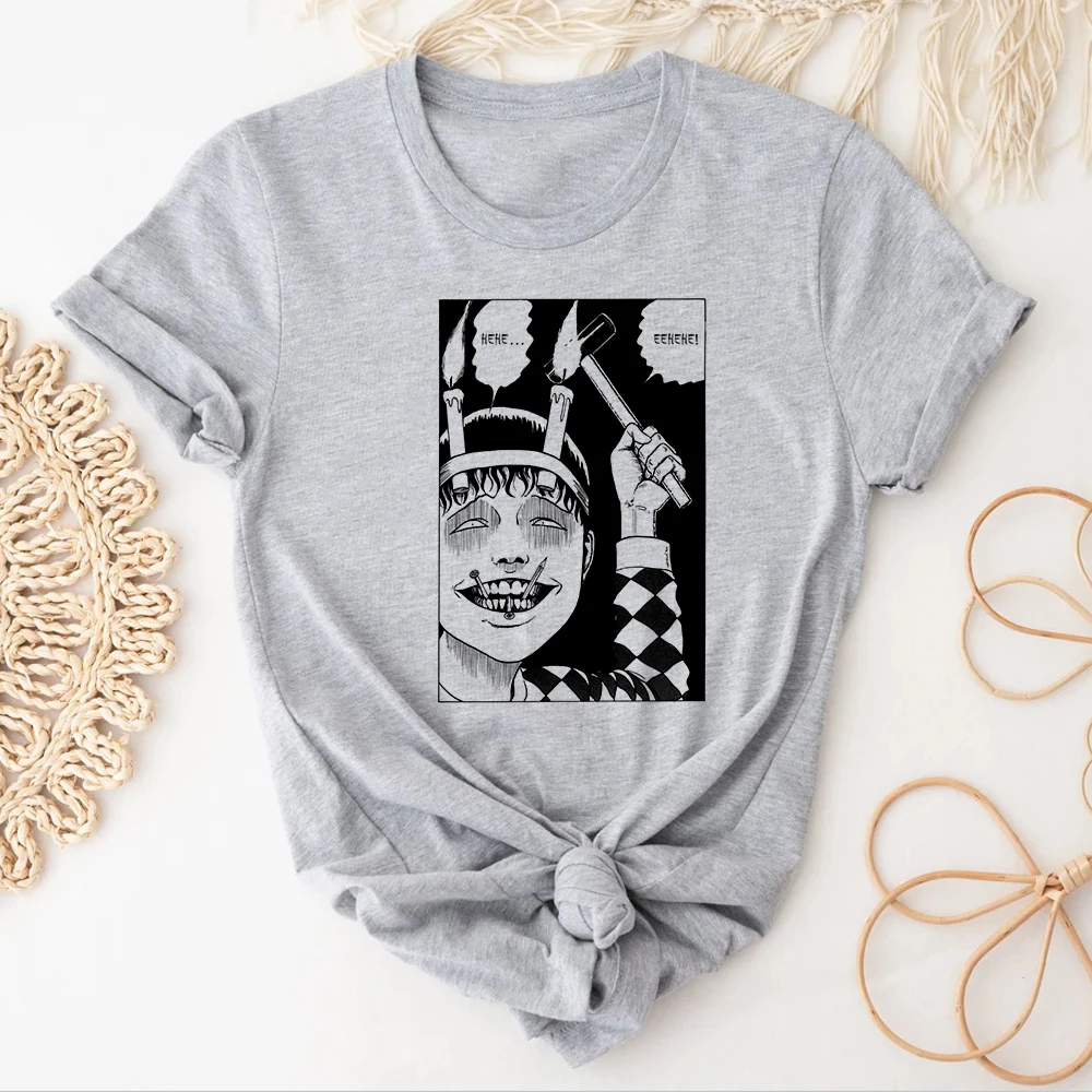 Junji Ito t shirt teen University women anime Y2k korean clothes shirt Pop Culture Retro Psychedelic Gothic Digital Grunge