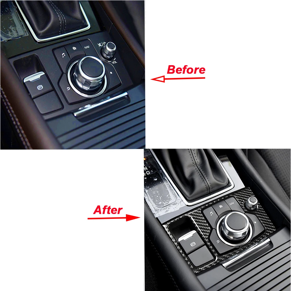 Car Interior Inner Multimedia Button Cover Trim For Mazda 3 Axela 2017 2018 Car Sticker Styling LHD Car Accessories Interiors