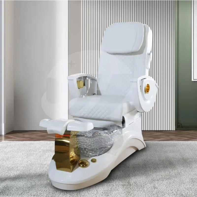 

Лучшая цена на роскошное белое педикюрное кресло с безтрубным гидромассажем и функцией спа для ног, кресло для маникюрного салона, поставщик