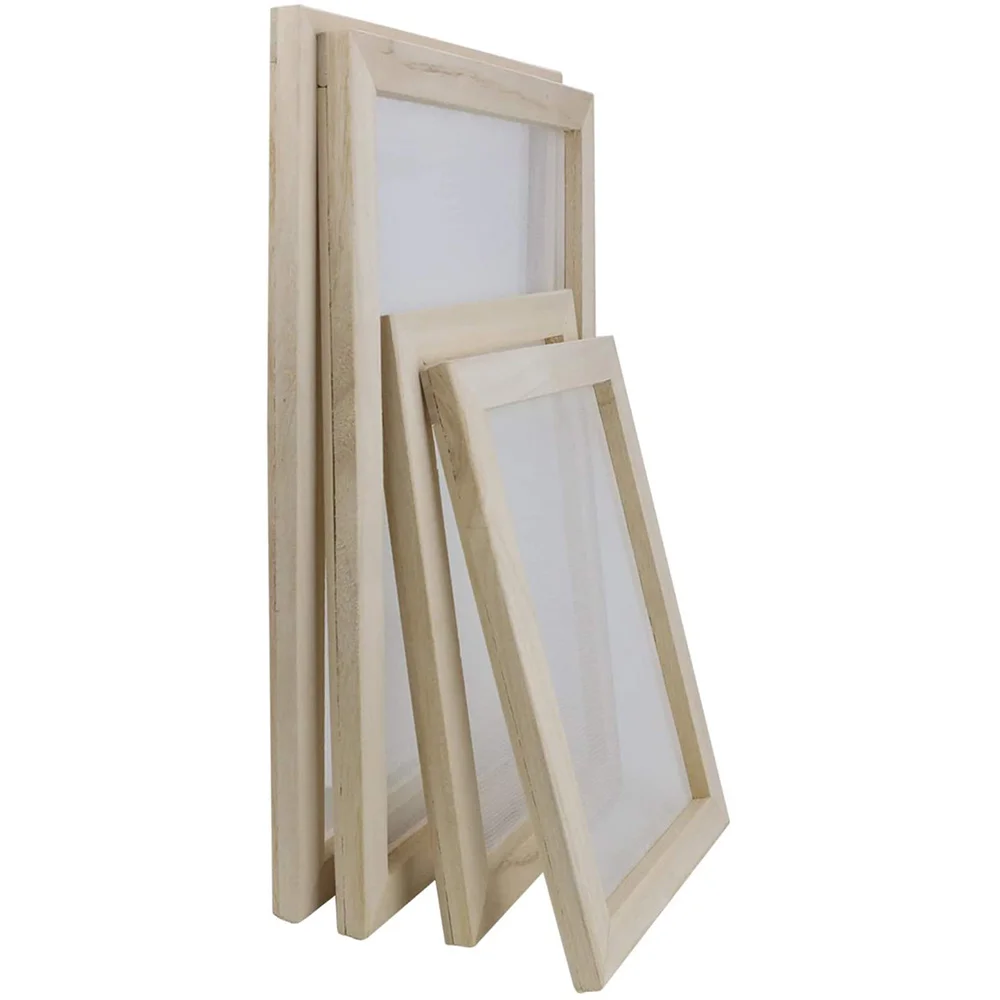 AWAH 4 Pack Wooden Paper Making Mould Frame, Screen Printing Frame For DIY Paper Craft And Dried Flower Handcraft, 2 Size