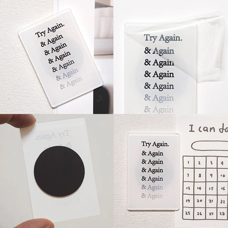 Never Give Up Quote Fridge Magnet Acrylic Try Again 40 x 60mm Inspirational Refrigerator Magnets Positive Affirmation Home Decor