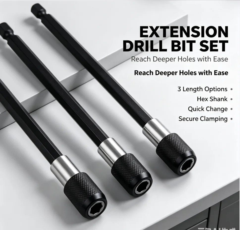 3PCS Hexagonal Quick Release Self-locking Extension Rod Electric Drill Driver Quick Transfer Rod Screwdriver Extension Rod Tool