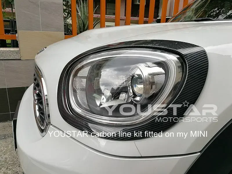 4 x CARBON EFFECT Headlight & Rear Light Trims for MINI COUNTRYMAN F60