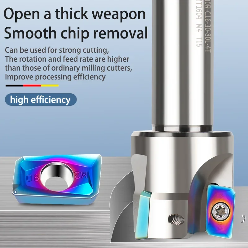 

Turret type integrated milling rod R0.8 straight shank C16 C20 turret milling machine tool rod rough face milling cutter Blade