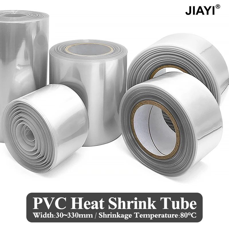 Width 30mm 40 45 50~330mm Transparently PVC Heat Shrink Tube 18650 Lip Battery Cable Protection Insulated Sleeved 2Meter