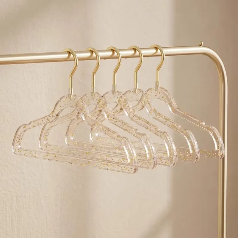 Thickened Transparent Glitter Hangers Non-slip Non-marking Clothes Drying Rack Space Saving Non-scratch
