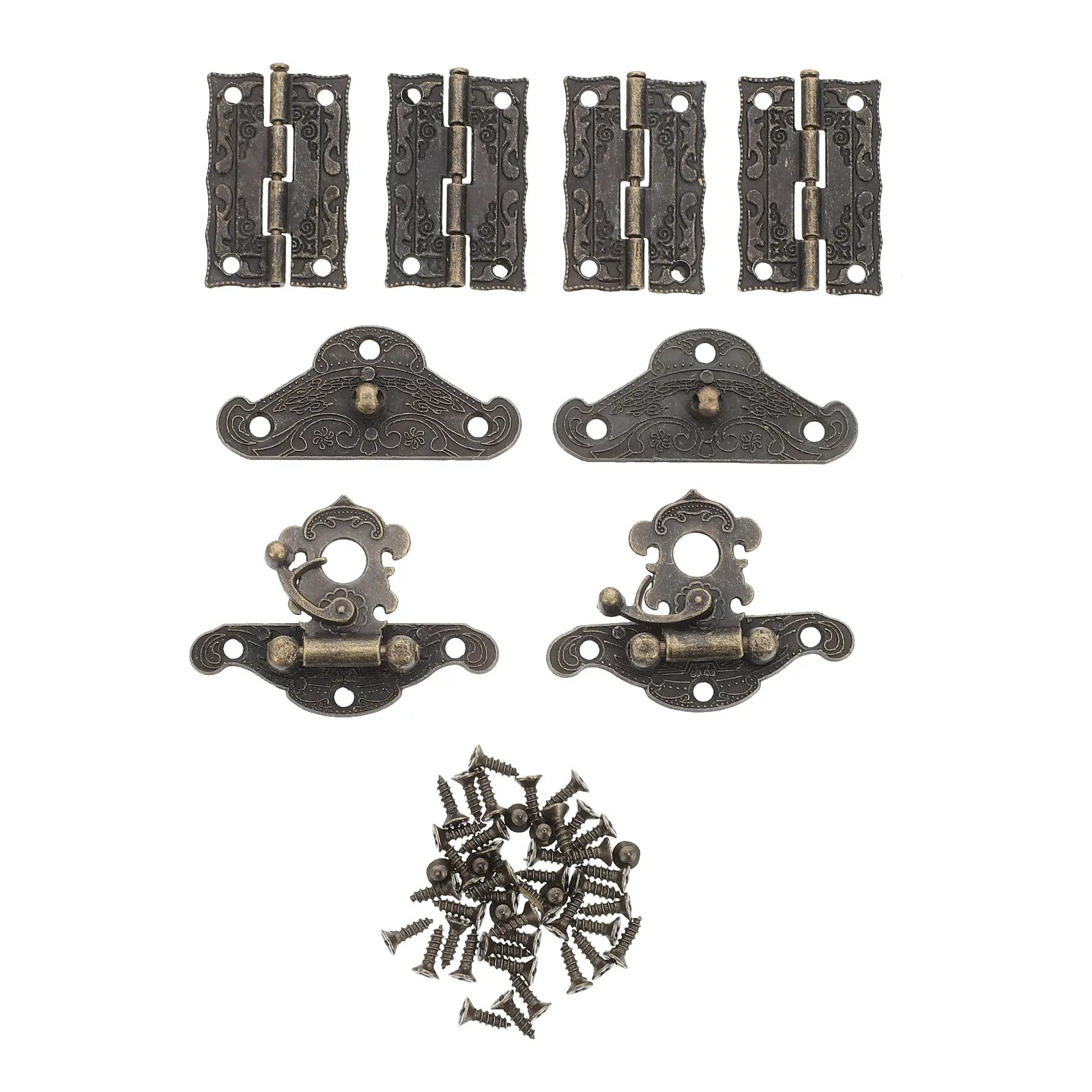 1Set Vintage Decorative Box Hinge and Hasp Set for Wooden Jewelry Cabinets Drawers DIY Projects Elegant Effortless Opening