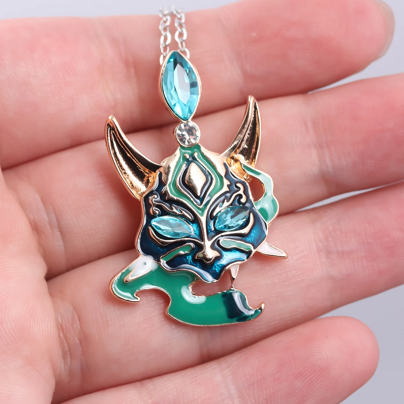 Game Genshin Impact Necklace Xiao Pendant Protector Yaksha Cosplay Props Pendant Cosplay Fans for Women Men Jewelry Accessories