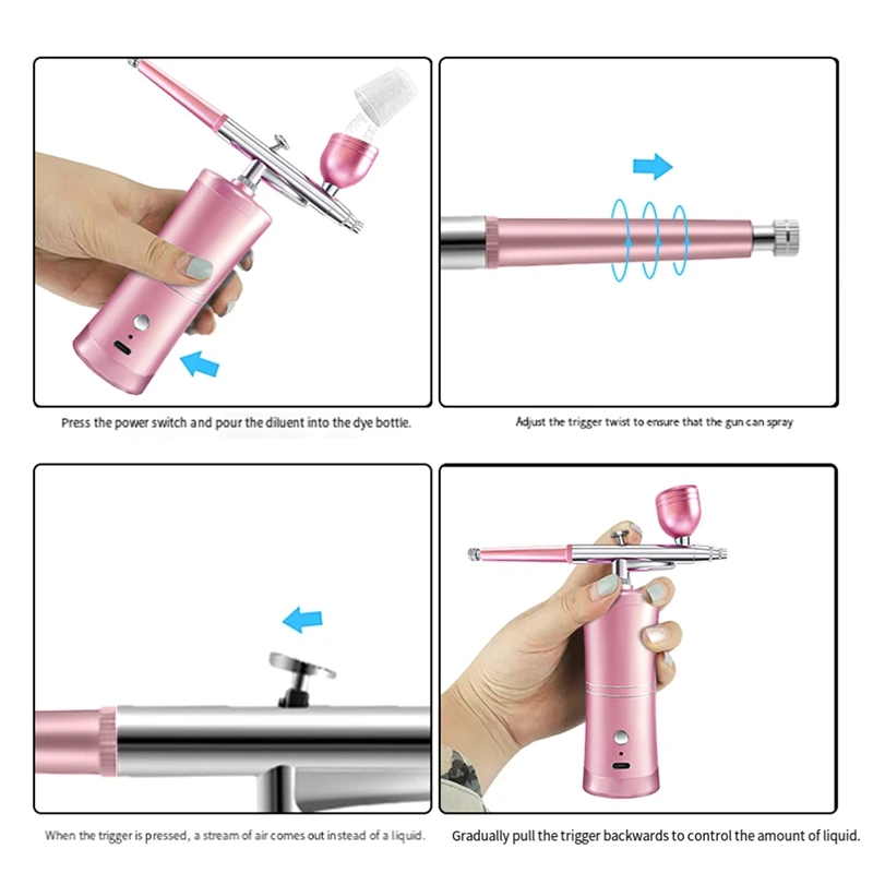 Rechargeable Air Brush Compressor Kit Air Brush Sprayer Tool Water Oxygen Deep Hydrating Machine For Nail Art Tattoo