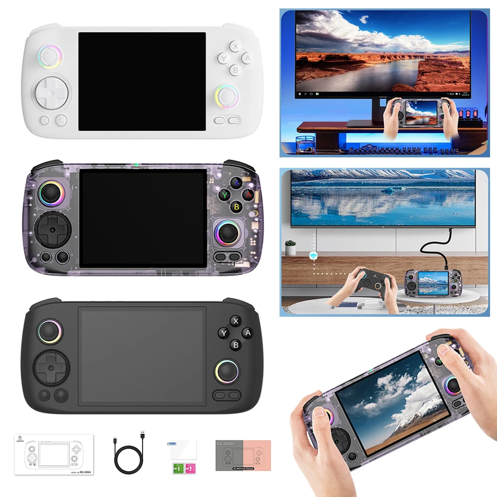 RG406H Video Game Console 4'' IPS Touch Screen Android13 Unisoc T820 3D Hall Joystick Hall Trigger RGB Lighting Effects