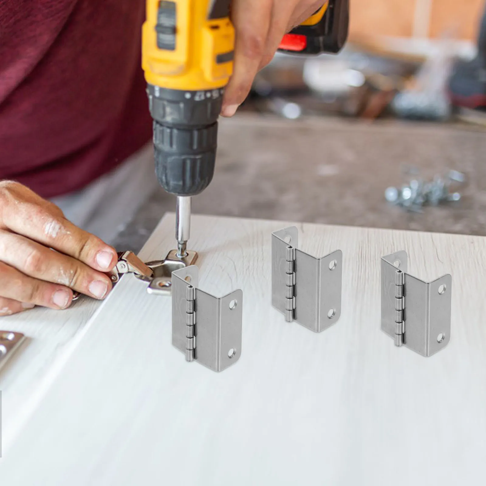 

4 Pcs Hinge Butt Hinges for Cabinet Doors Fold down Folding Bifold Stainless Steel Hardware