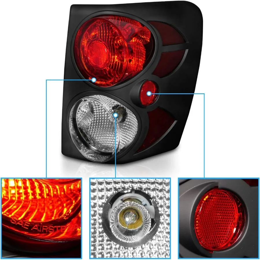 مجموعة مصابيح خلفية بديلة للفرامل ثلاثية الأبعاد باللون الأسود مع لمبة متضمنة لسيارة جيب جراند شيروكي 9904 مثالية لتعزيز الرؤية