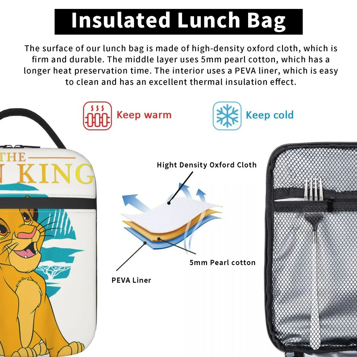 Young Retro Simba Happy Blue Classic Lunch Container Disney｠The Lion King｠Film For Girls Handheld For Outdoor Lunch Boxes