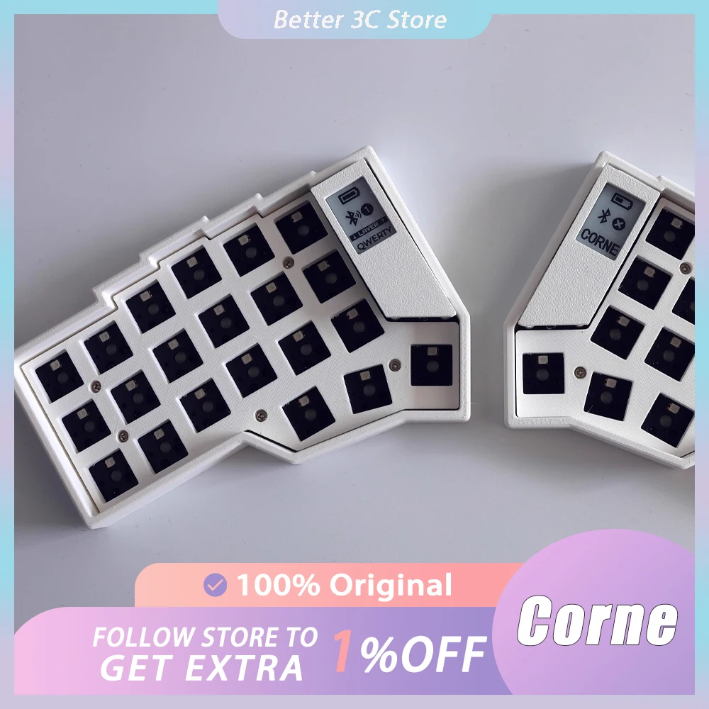 

Corne Split Keyboard Kit Pcb E-Ink Screen Rgb Hot Swap Customize Wireless Mechanical Keyboard Kit For Zmk No Switch Keycap Split