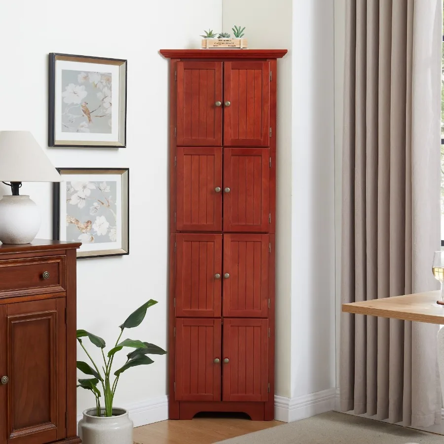 

4Tier 72 Corner Kitchen Pantry Storage Cabinet with 8 Doors Tall Storage Cabinet Corner Cabinet and Shelves Home farmhouse book