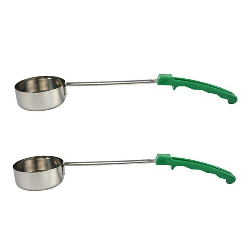 

2X Pizza Spread Sauce Ladle Rubber Handle Flat Bottom Kitchen Cooking Spoon Stainless Steel Measuring Stir Soup Spoon