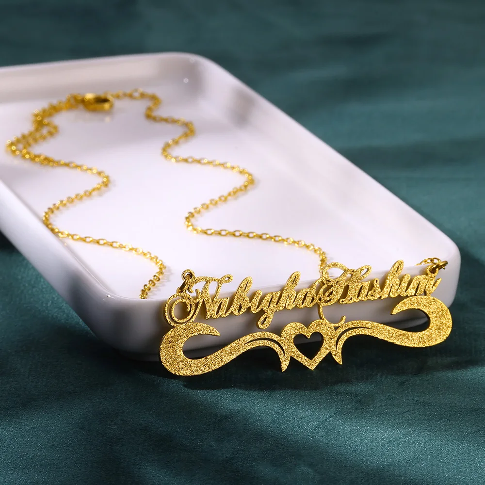 Colar personalizado coroa nome fosco para mulheres, aço inoxidável borboleta fita colar, presente personalizado da jóia, cor do ouro